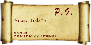 Petes Irén névjegykártya
