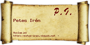 Petes Irén névjegykártya